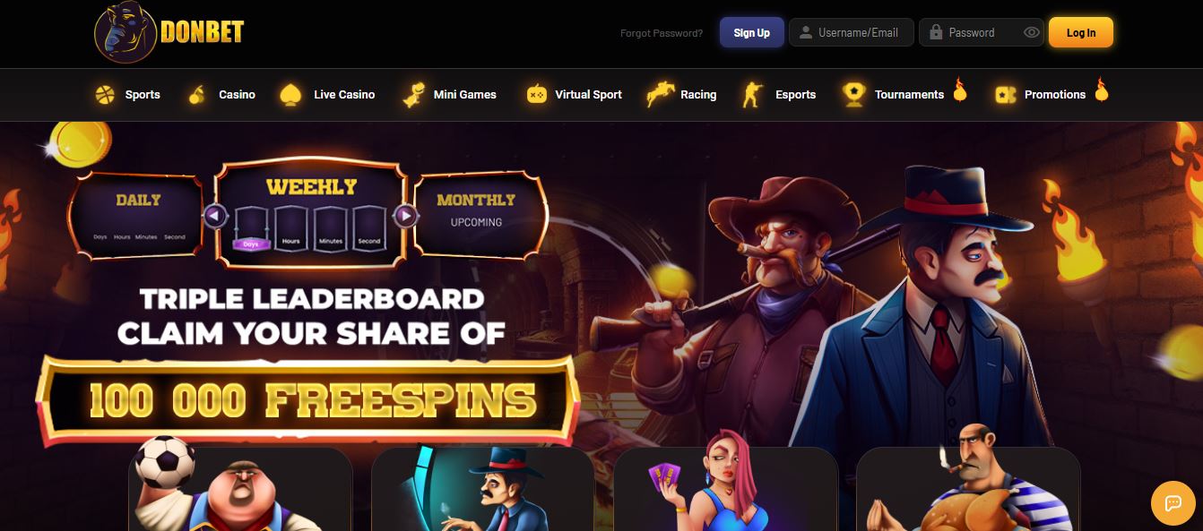 Visit Donbet casino homepage and explore gaming options